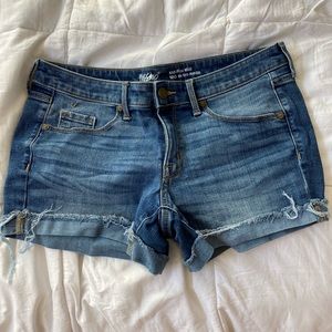 mid rise denim shorts